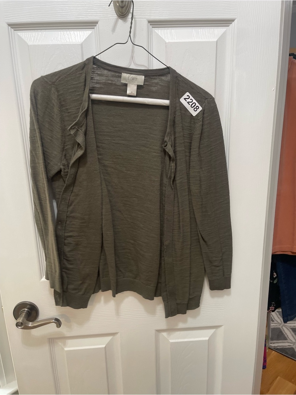 LOFT Olive Open-Front Lightweight Cardigan